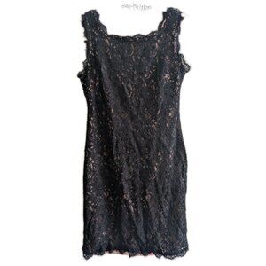 ADRIANNA PAPELL black lace sleeveless form fitting dress